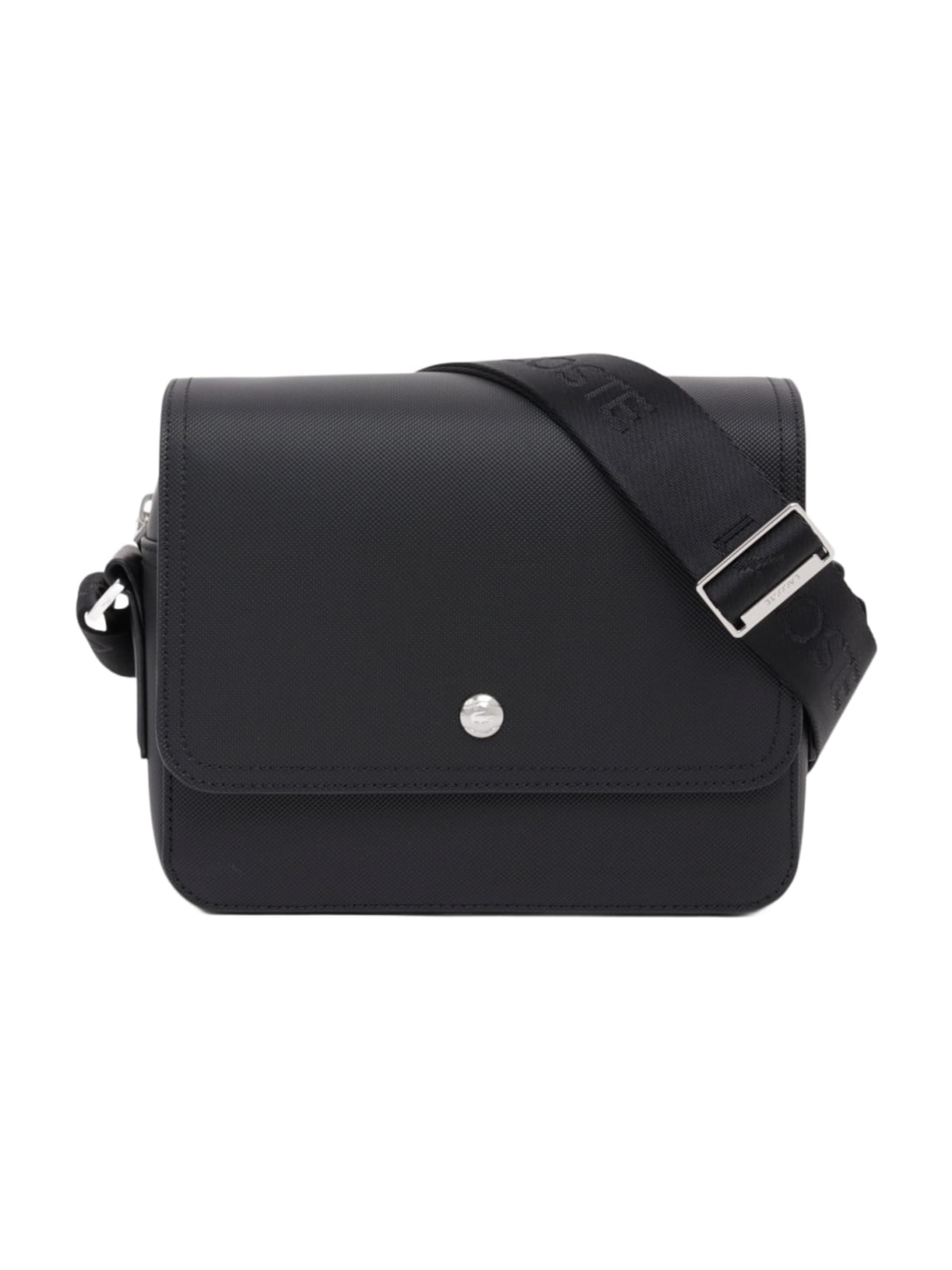 LACOSTE Crossbody bag 'Lacoste Petit sac messenger Homme Langon Petit Piqué Noir' in Black: front