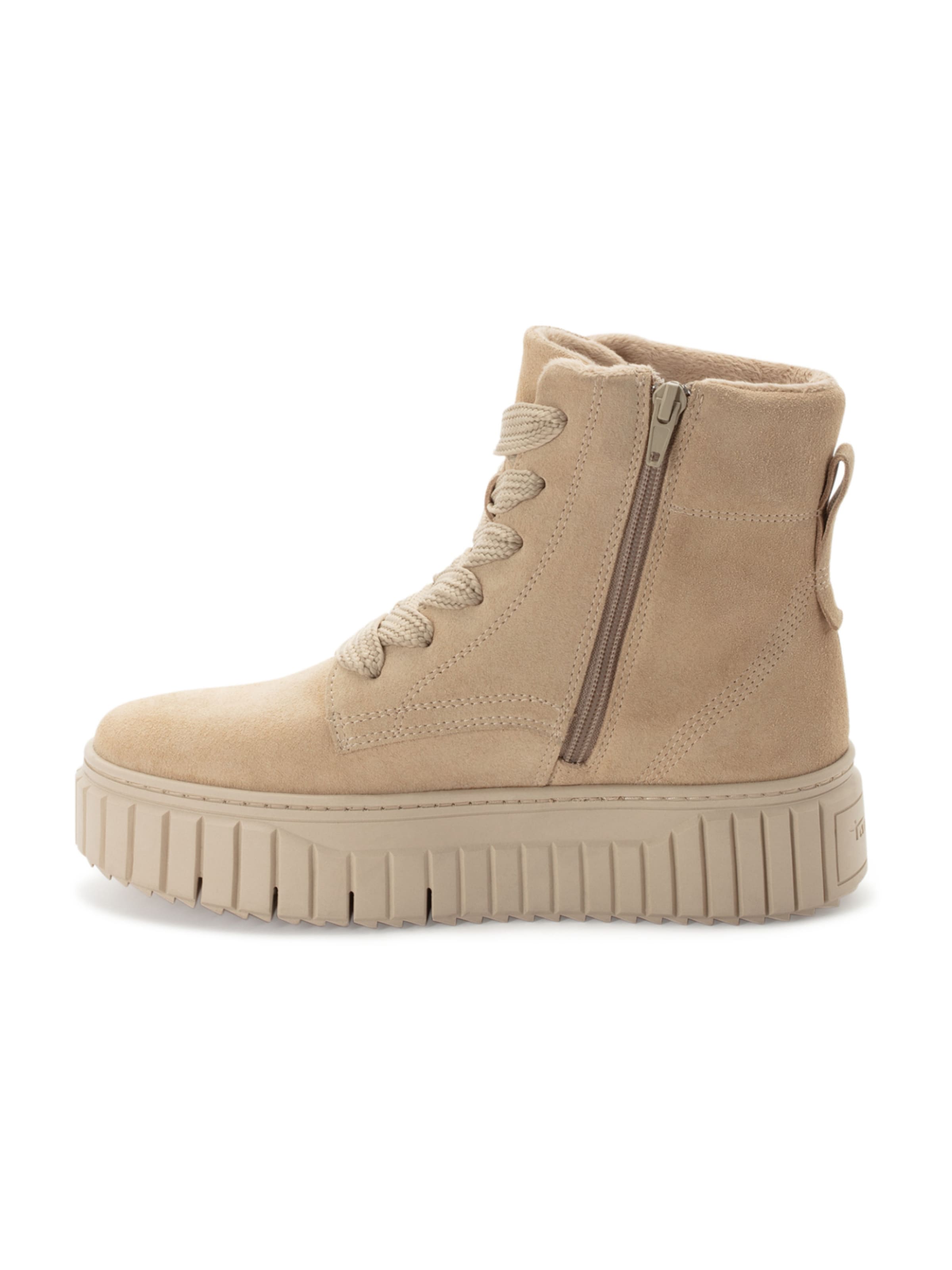 Tamaris Lace-Up Ankle Boots in Beige
