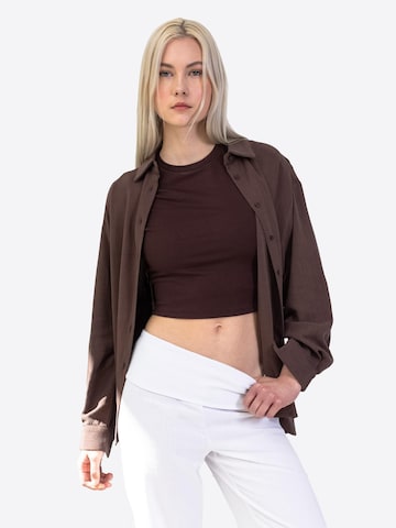 BROKE + SCHÖN Bluse 'Klassische Bluse aus Leinen-Mix'‌‌‌‌ in Braun: Vorderseite