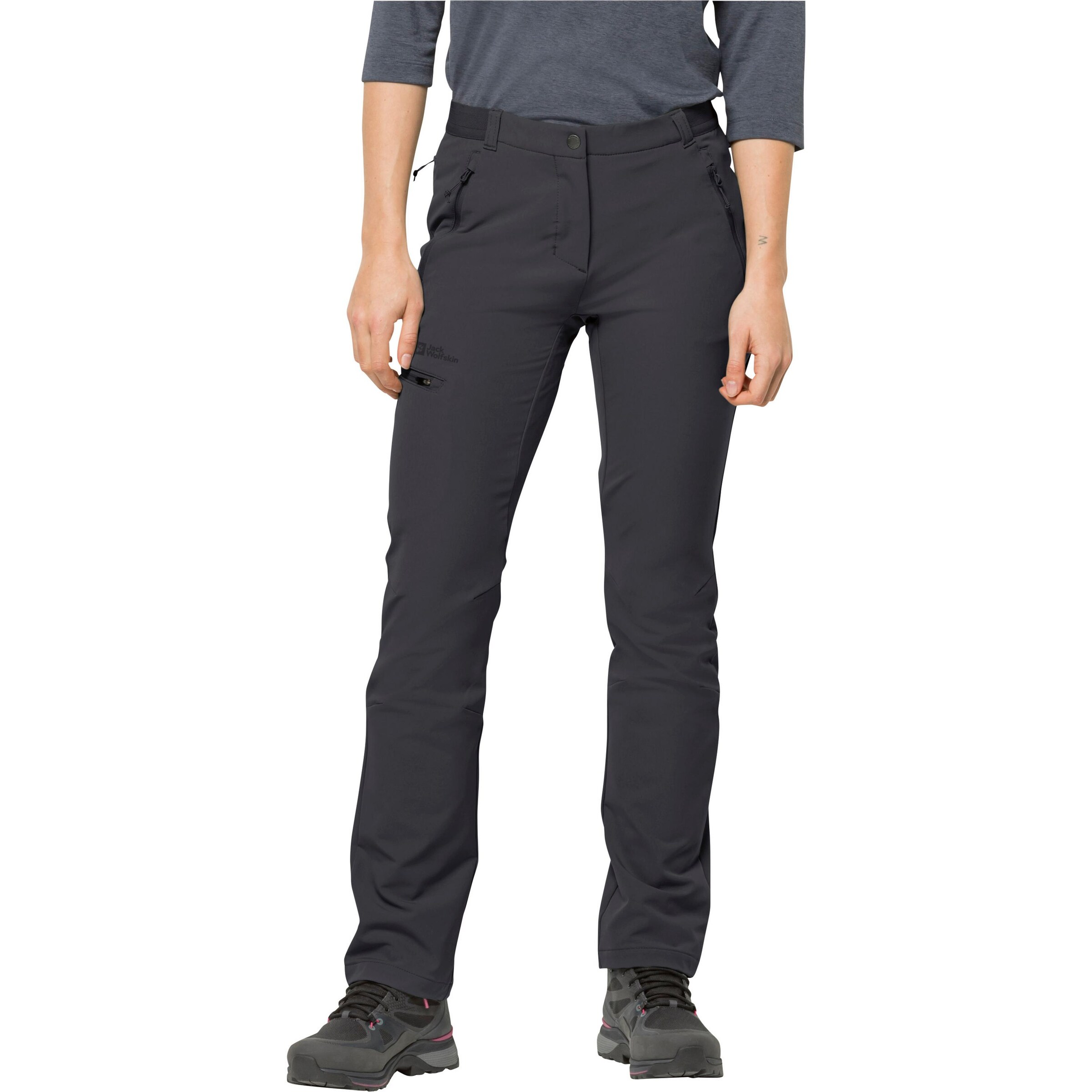JACK WOLFSKIN Regular Outdoor Pants 'GEIGELSTEIN' in Black: front