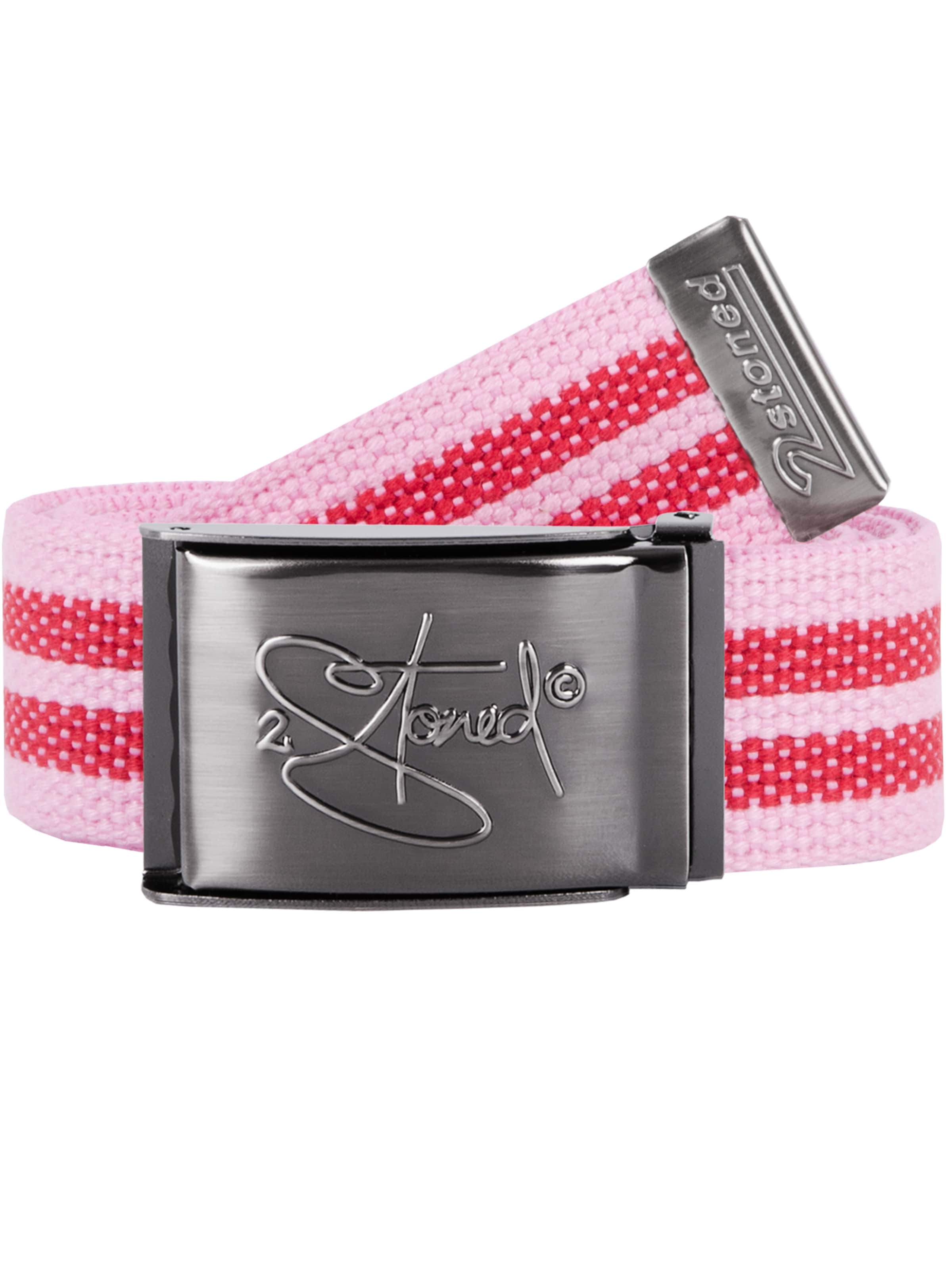 2Stoned Belt 'Classic Matt Embossed' in Pink: front