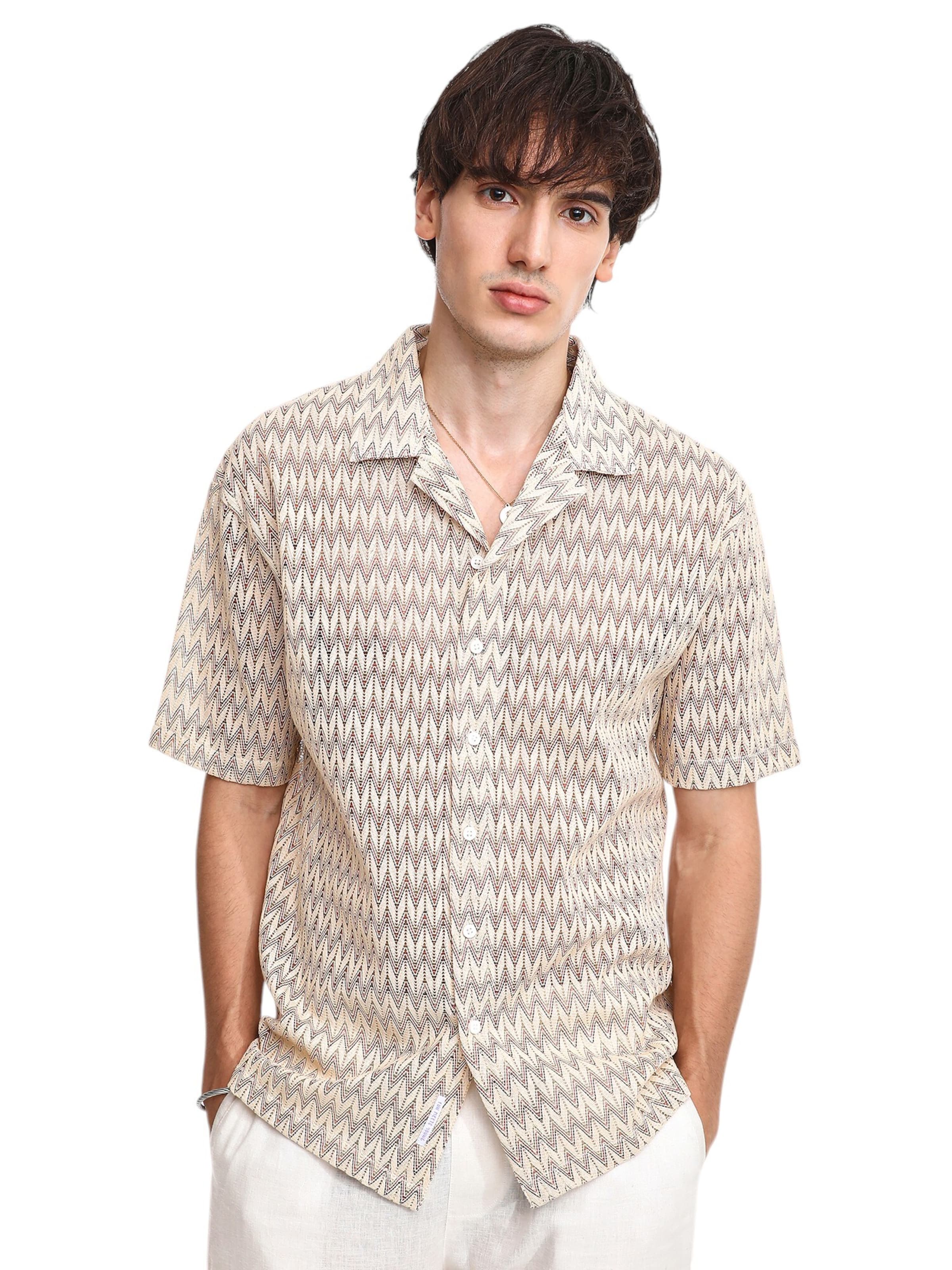 Campus Sutra Regular fit Πουκάμισο 'Toya' σε μπεζ: μπροστά