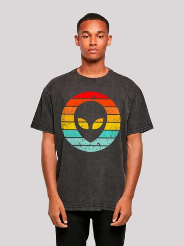 T-Shirt 'Alien Retro Sonnenuntergang' F4NT4STIC en noir : devant