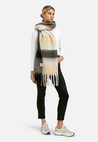 Smith&Soul Schal mit Karomuster und Fransen in Beige