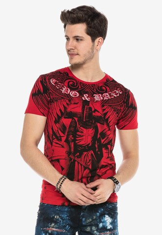 CIPO & BAXX T-Shirt KNIGHT IN ARMOUR mit grafischem Print in Rot
