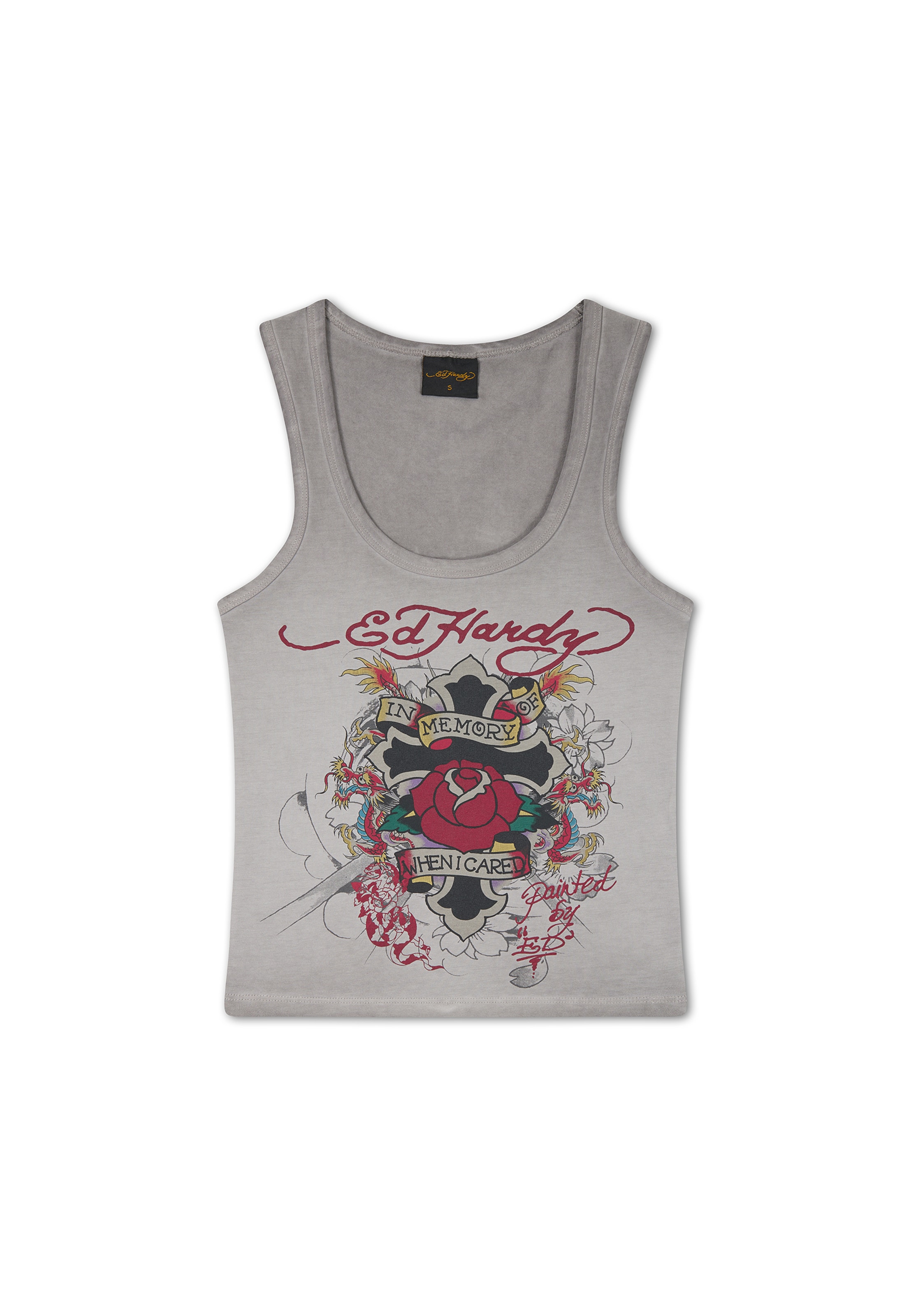 Ed Hardy Τοπ 'In Memory Of When I Cared' σε γκρι: μπροστά