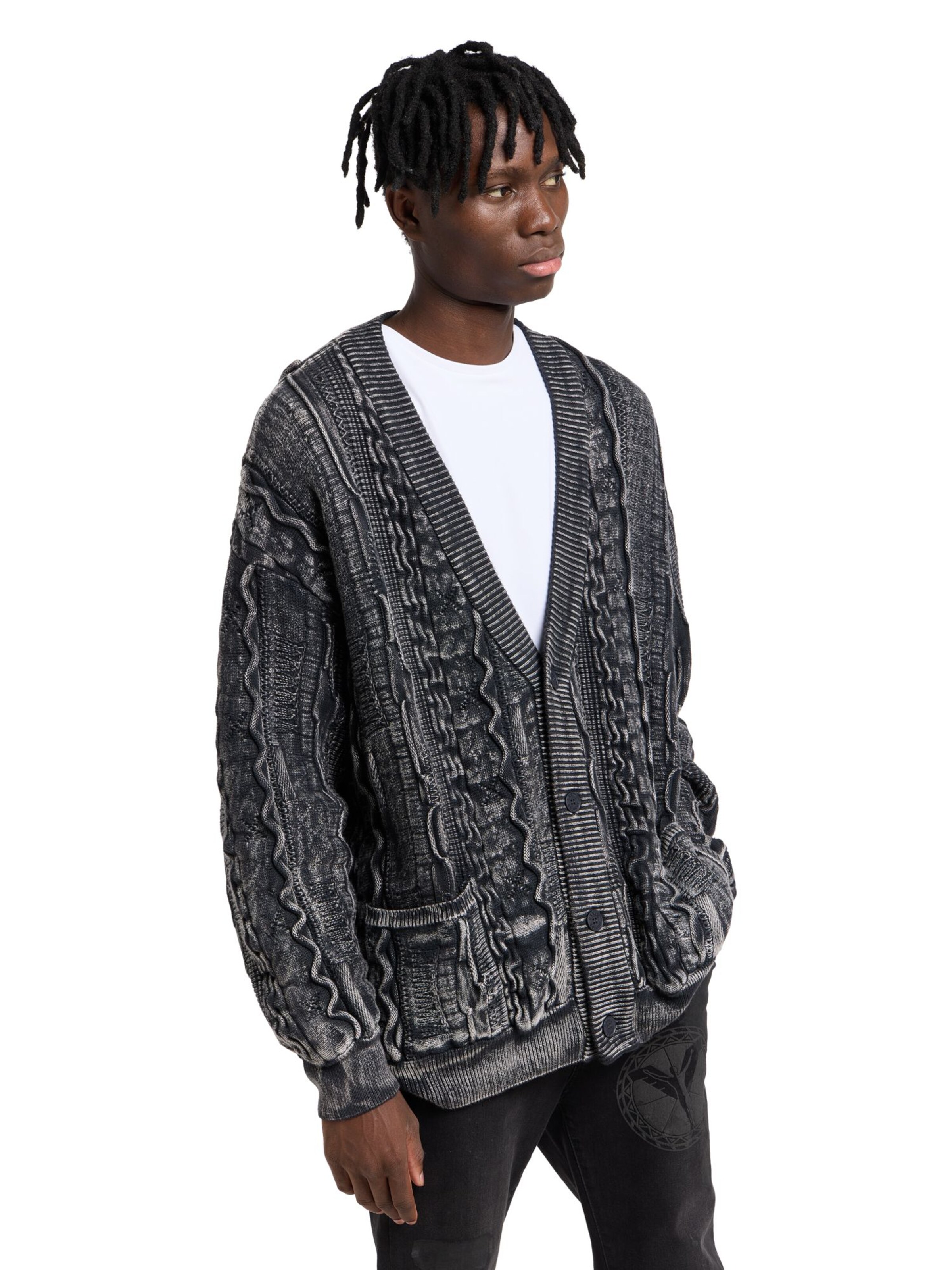 Carlo Colucci Knit cardigan 'Fant' in Black: front
