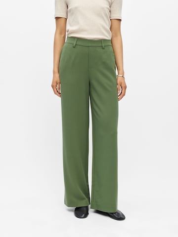 OBJECT Wide leg Pleat-Front Pants 'OBJLisa' in Green: front