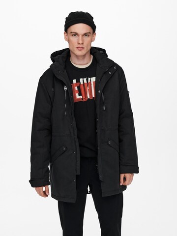 Parka d’hiver 'Klaus' Only & Sons en noir : devant