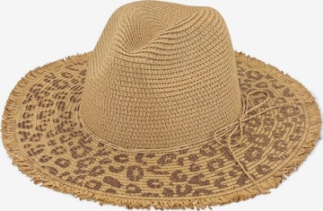 styleBREAKER Hat 'Panama Strohhut mit Leoparden Muster' in Brown: front