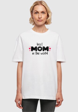Merchcode Oversized shirt 'Mothers Day - Best Mom In The World' in Wit: voorkant