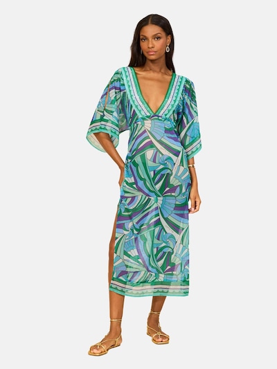Lipsy Beach dress in 34 in Ecru / Sky blue / Green / Dark purple, Item view