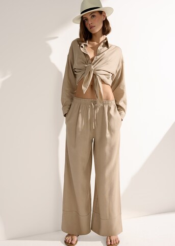 CALZEDONIA Wide leg Pants 'Palazzo' in Beige: front