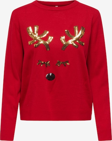 Pull-over 'Xmas Shine' ONLY en rouge : devant