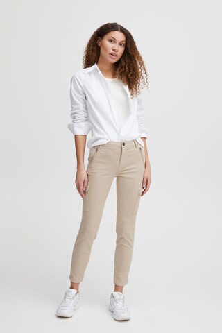 PULZ Jeans Skinny Cargohose 'Rosita' in Beige