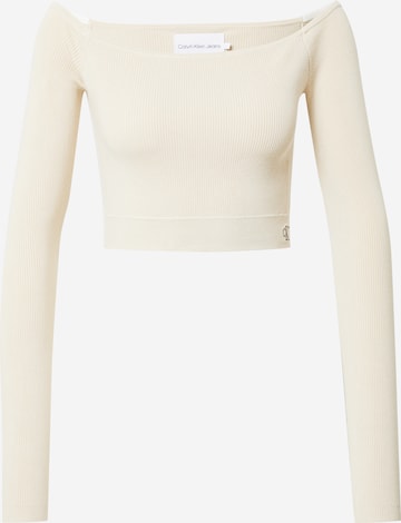 smėlio Calvin Klein Jeans Megztinis 'BARDOT': priekis