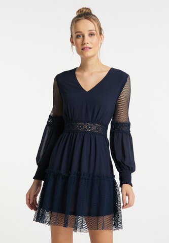 DreiMaster Vintage Jurk in Blauw: voorkant