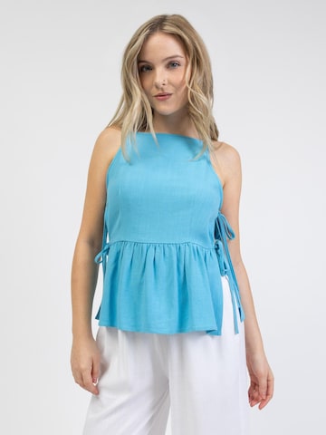 BROKE + SCHÖN Top 'Peplum Top aus Leinen-Mix'‌‌‌‌‌ in Blau: Vorderseite