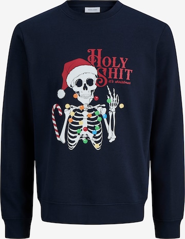 Felpa 'JJMERRY SKULL XMAS' di JACK & JONES in blu: frontale