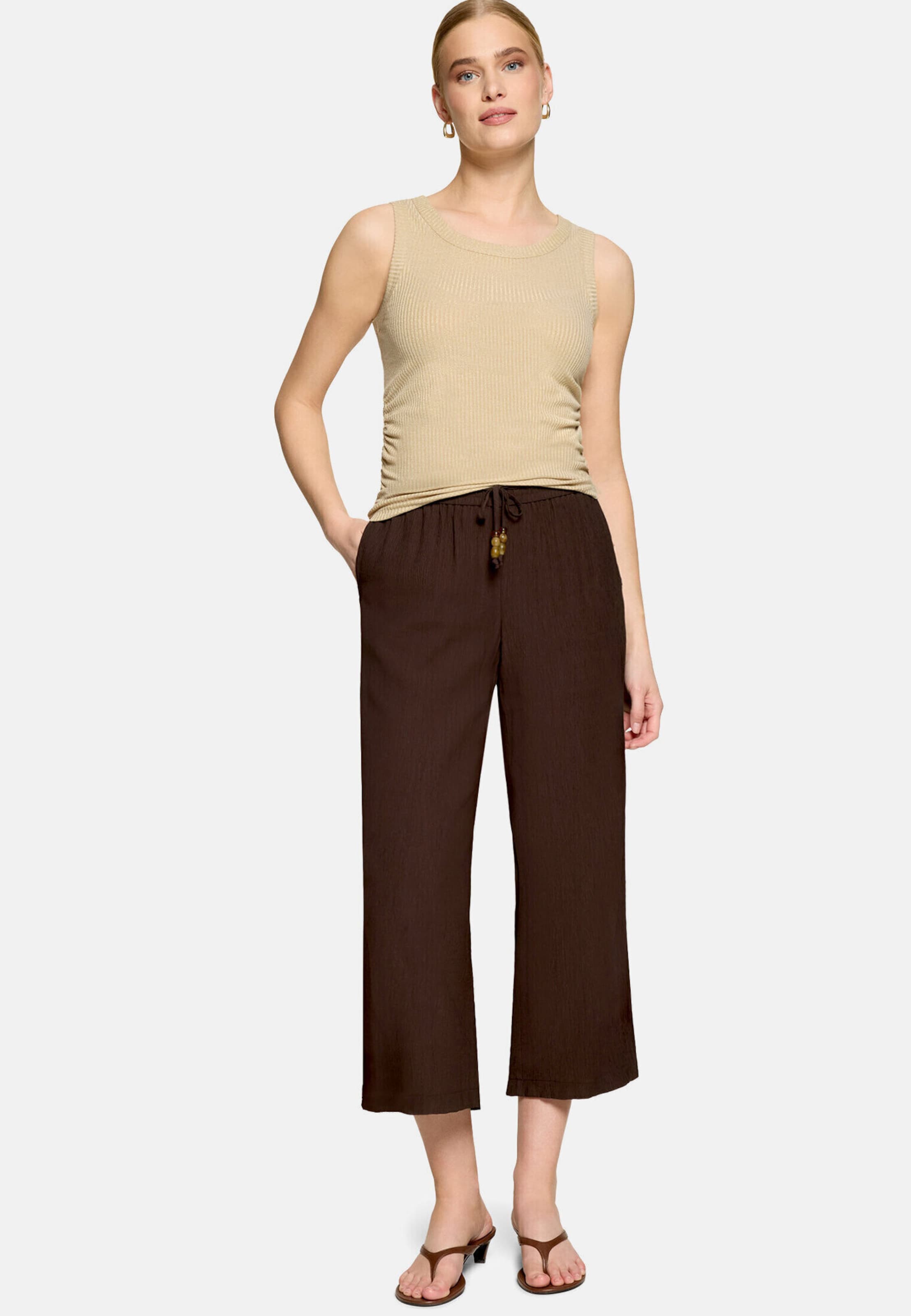 zero Skinny Hose mit Bindegürtel in Braun: Vorderseite
