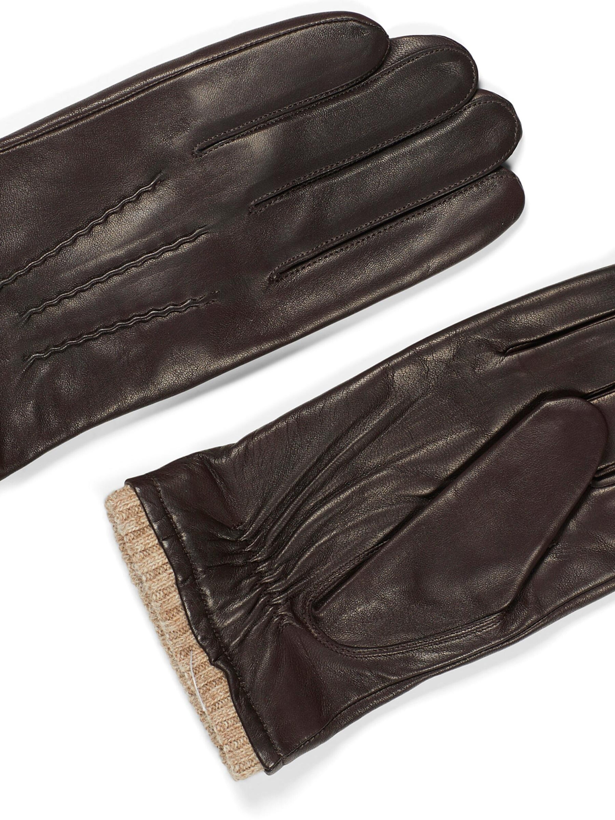 Howard London - Guantes con dedos 'Leather Gloves Ted Dark Brown' en marrón