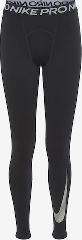 Skinny Pantalon de sport 'Pro Warm' NIKE en noir : devant