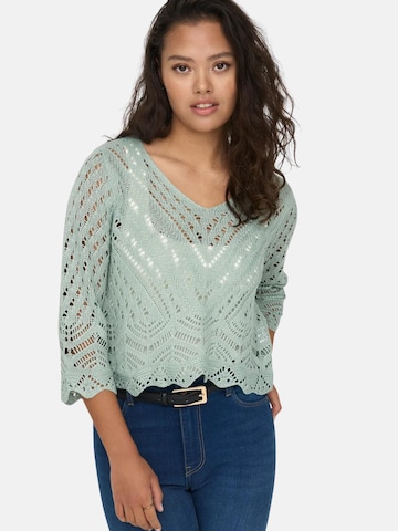 JDY Tröja 'JDY JDYNEW SUN 3/4 CROPPED PULLOVER KNT NOOS MAGLIONCINO' i grön: framsida