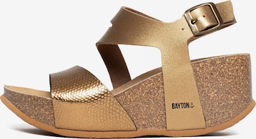 Sandales à lanières Bayton en or : devant