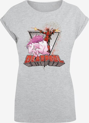 ABSOLUTE CULT T-Shirt 'Deadpool - Rides a Unicorn' in Grau: predná strana