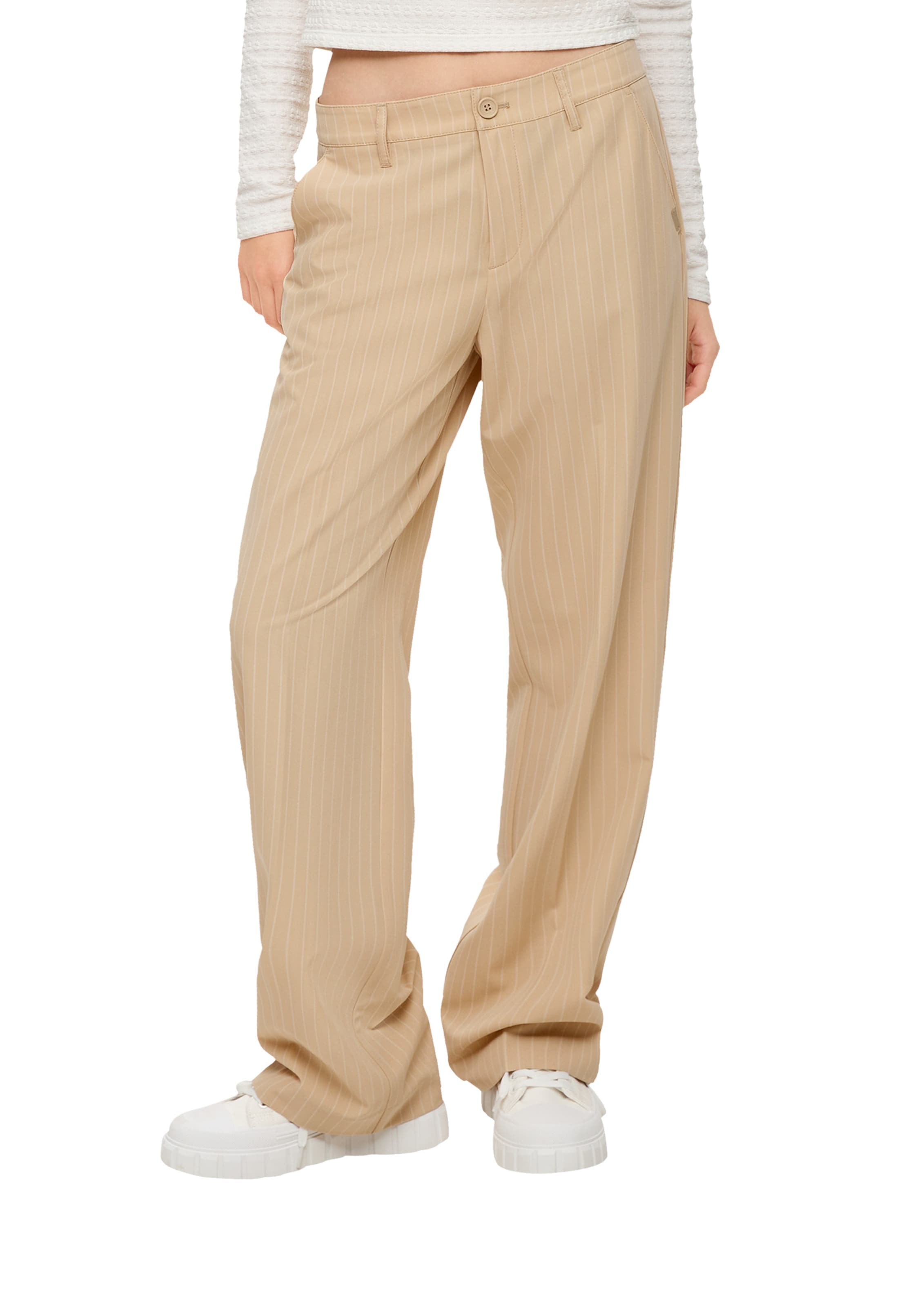 QS Wide Leg Bügelfaltenhose in Beige