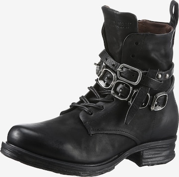 A.S.98 Lace-Up Ankle Boots in Black: front