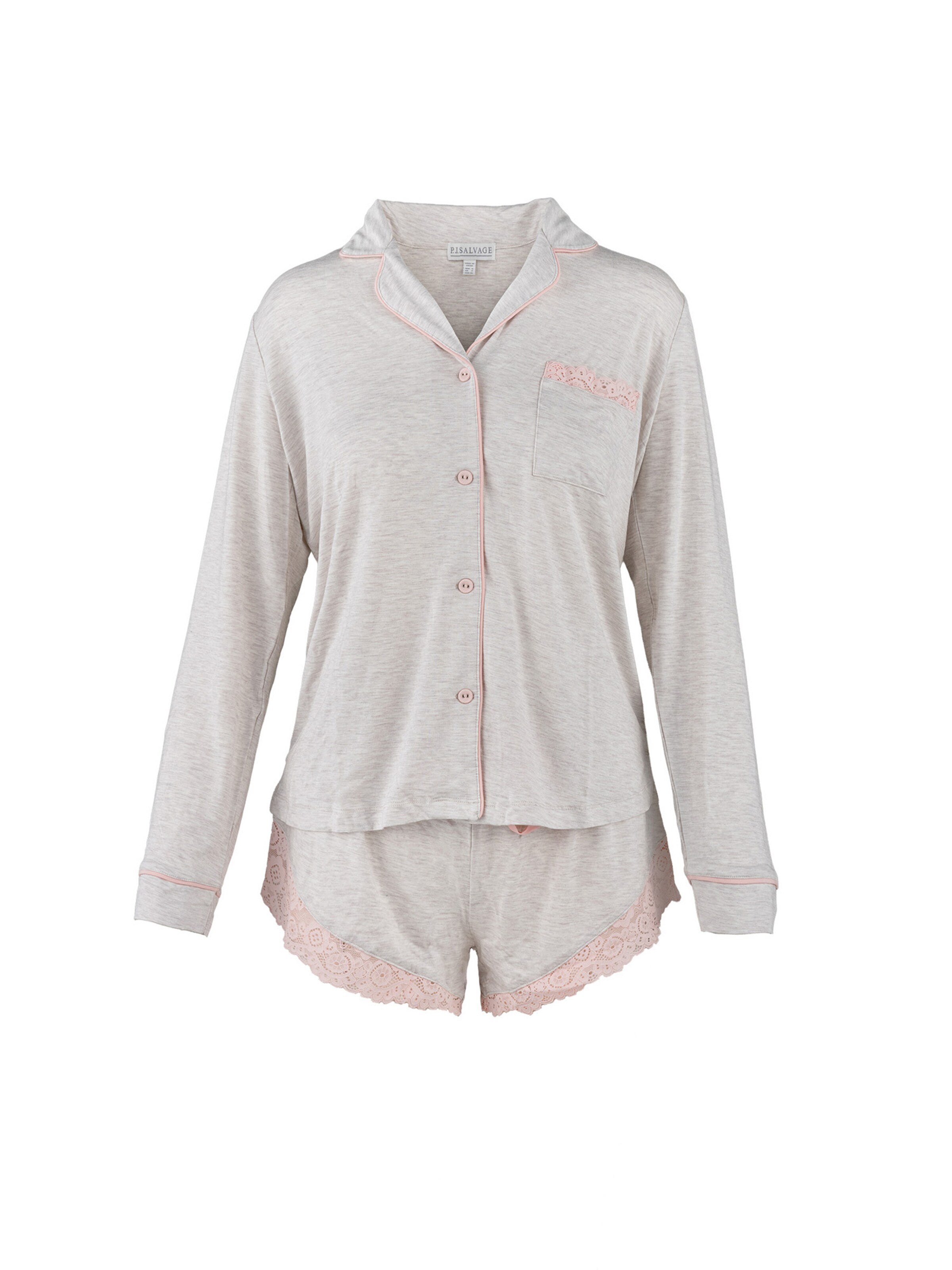 PJ Salvage Pyjama 'Love & Lace' in Beige: voorkant