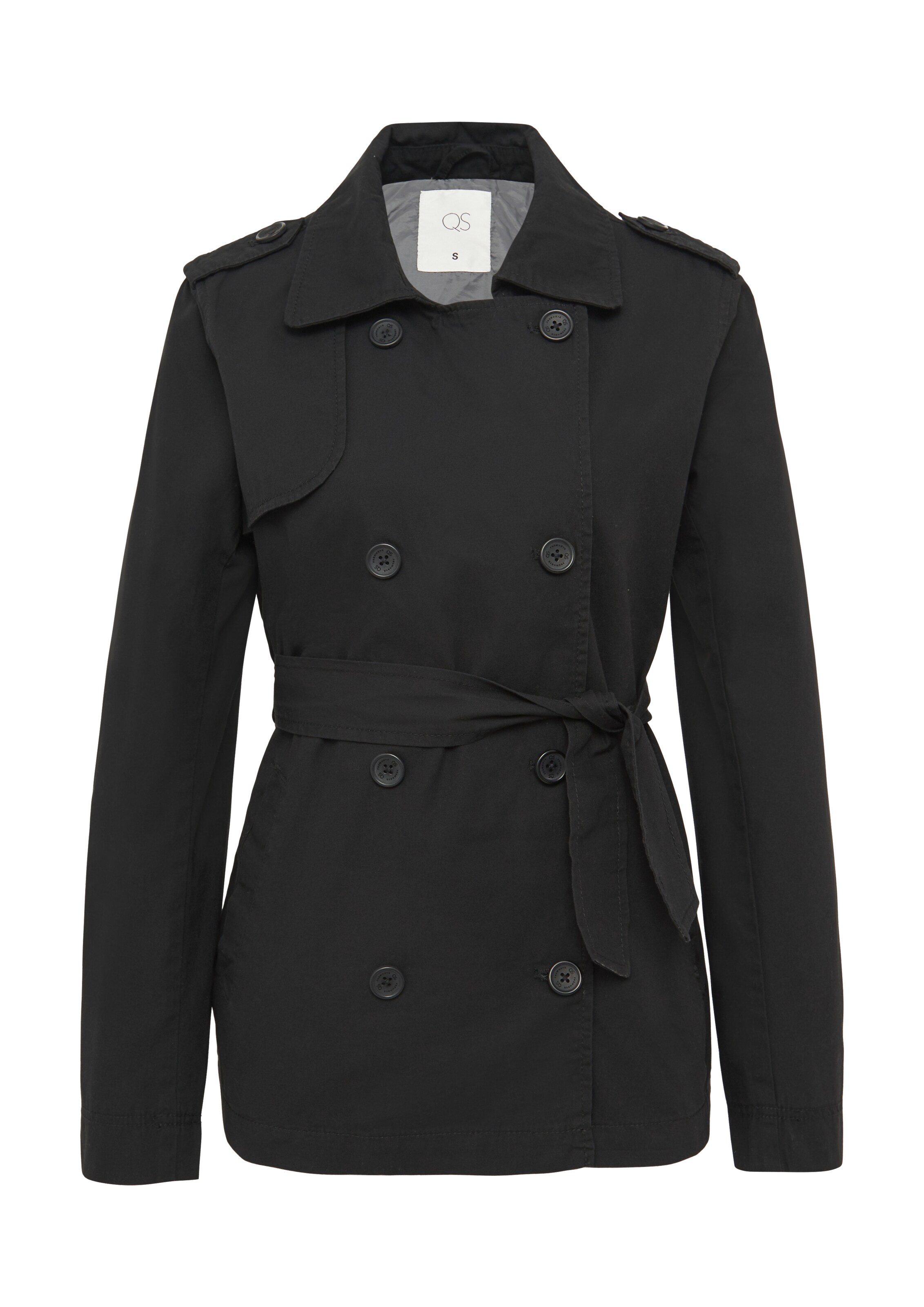 QS Ανοιξιάτικο και φθινοπωρινό παλτό σε μαύρο: μπροστά