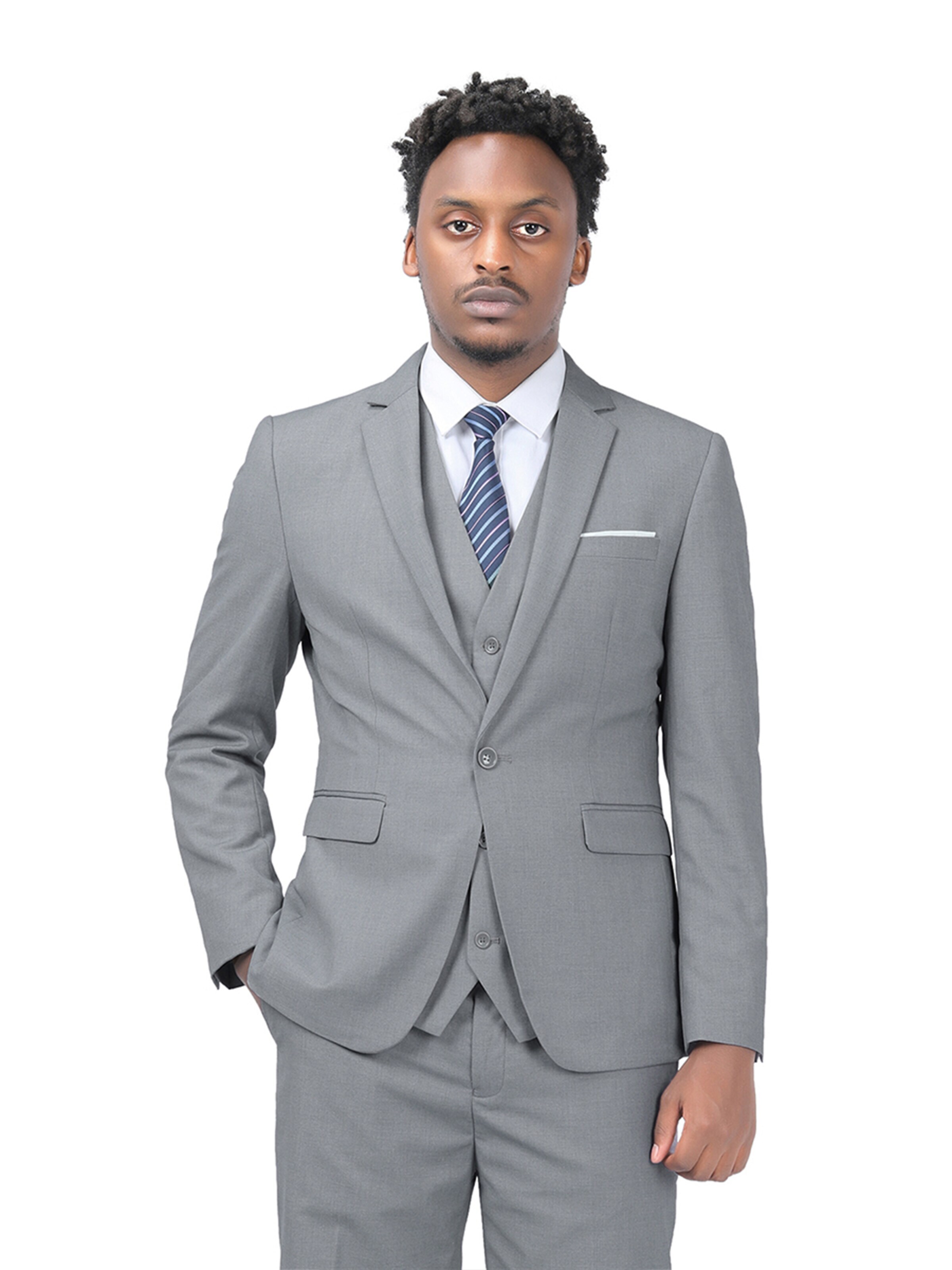 YOUTHUP Slim fit Suit Jacket 'Zugluft' in Grey: front