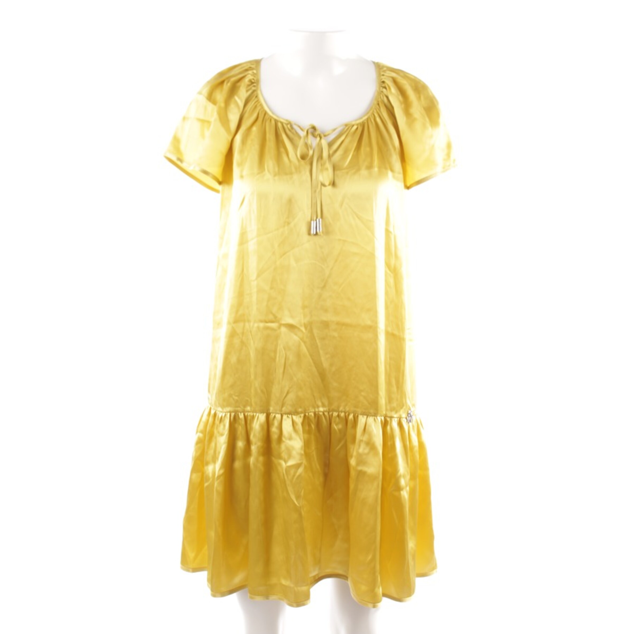 John Galliano Seidenkleid XXS in Gelb: Vorderseite