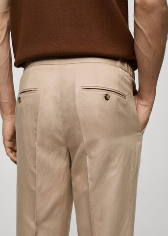 MANGO MAN Slim fit Pleated Pants 'Sorbet' in Beige