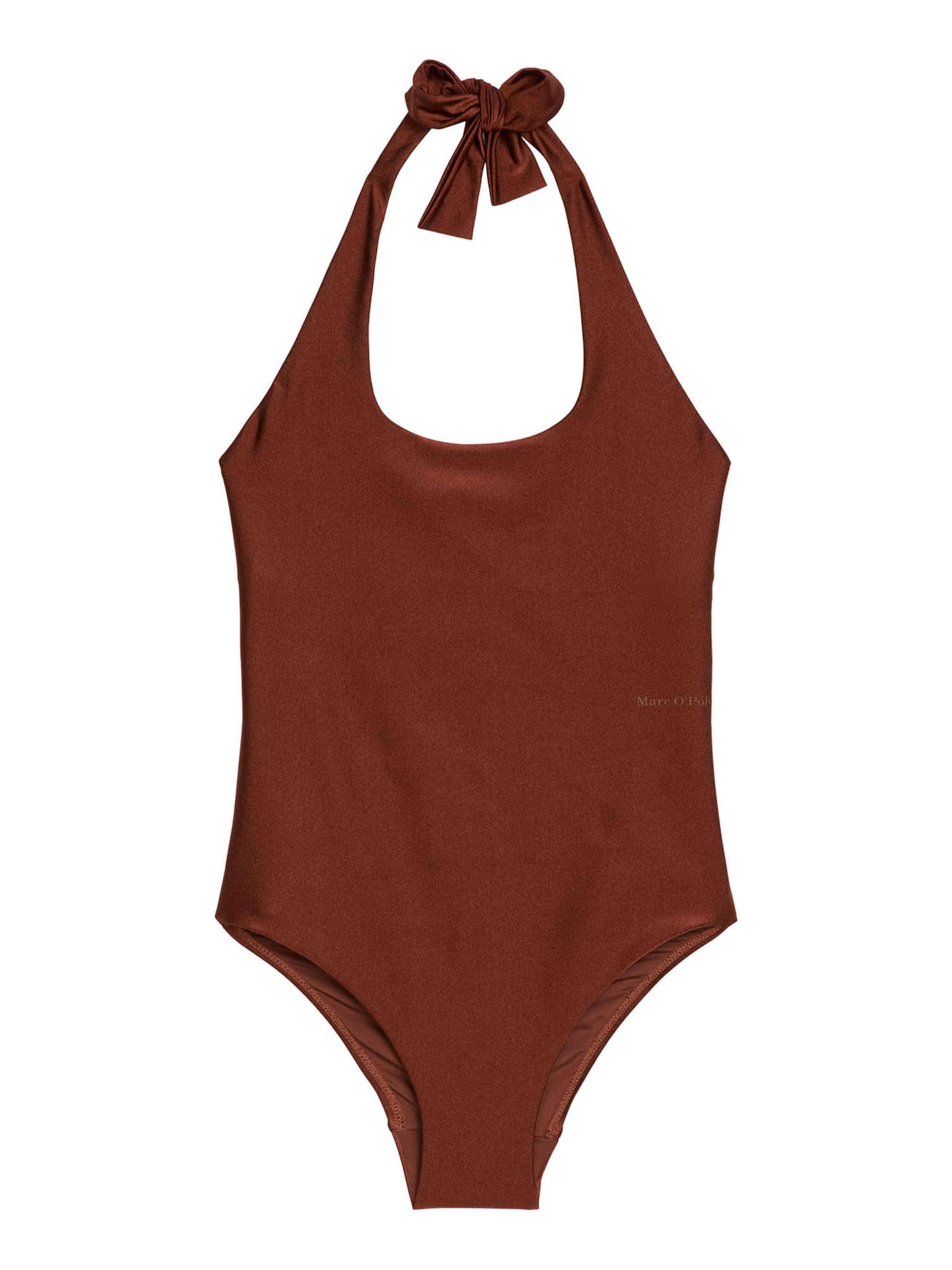 Marc O'Polo Bralette Swimsuit ' Shiny ' in Brown: front