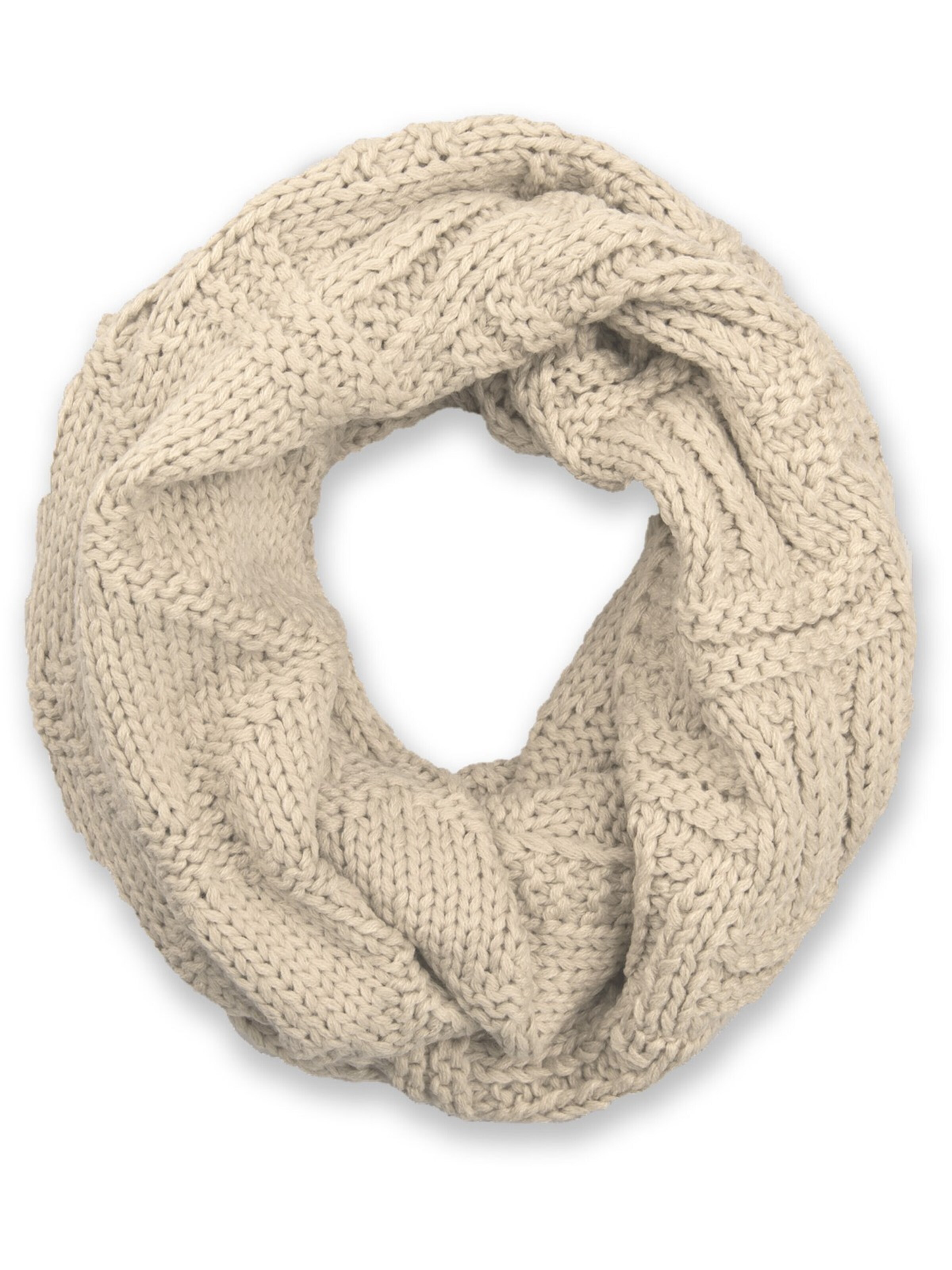 styleBREAKER Schlauchschal 'Strick Loop mit Gitter und Rippenmuster'‌‌‌‌ in Beige: Vorderseite