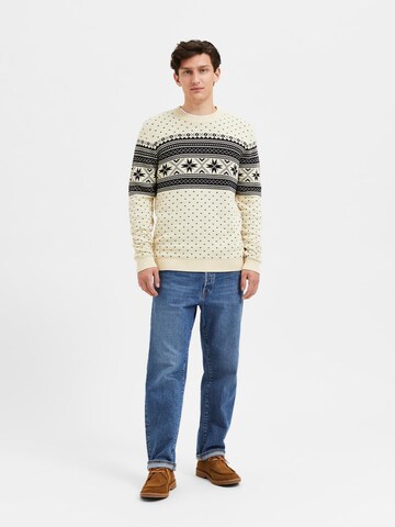 SELECTED HOMME Pullover 'Claus' i hvid
