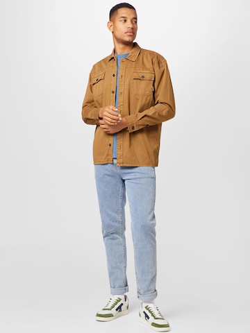 BLEND Comfort fit Button Up Shirt in Brown