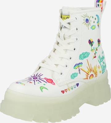 BUFFALO Lace-Up Ankle Boots 'ASPHA RLD' in White: front