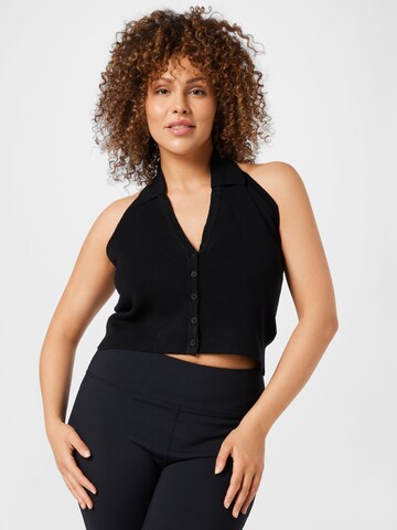 Cotton On Curve - Top de malha 'TWIGGY' em preto: frente