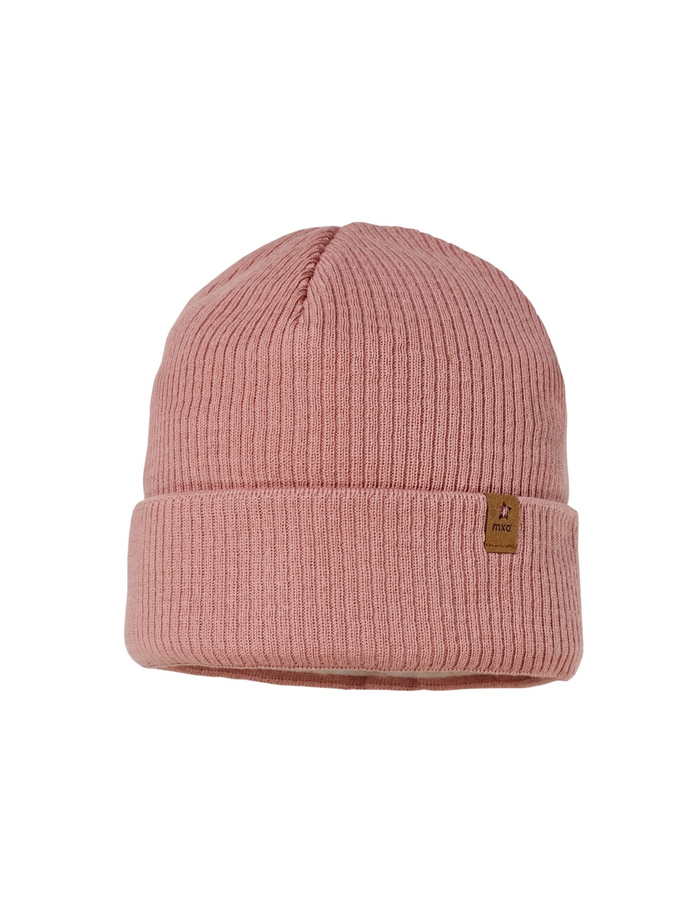 MAXIMO Beanie 'Mütze, Rippe Umschlagrand, Baumwollfleecefutter' in Pink: front
