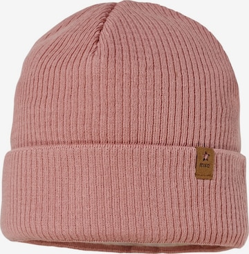 MAXIMO Beanie 'GOTS MINI-Mütze, Rippe Umschlagrand, Baumwollfleecefutter' in Pink: front