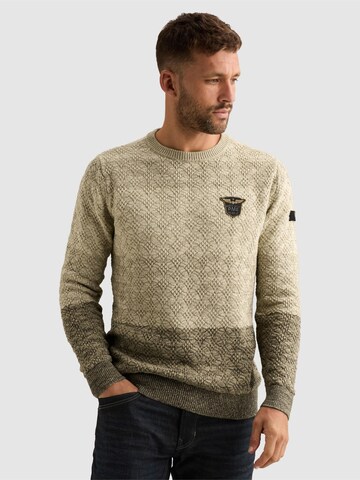 PME Legend Trui 'Pullover with gradient and tape detail' in Beige
