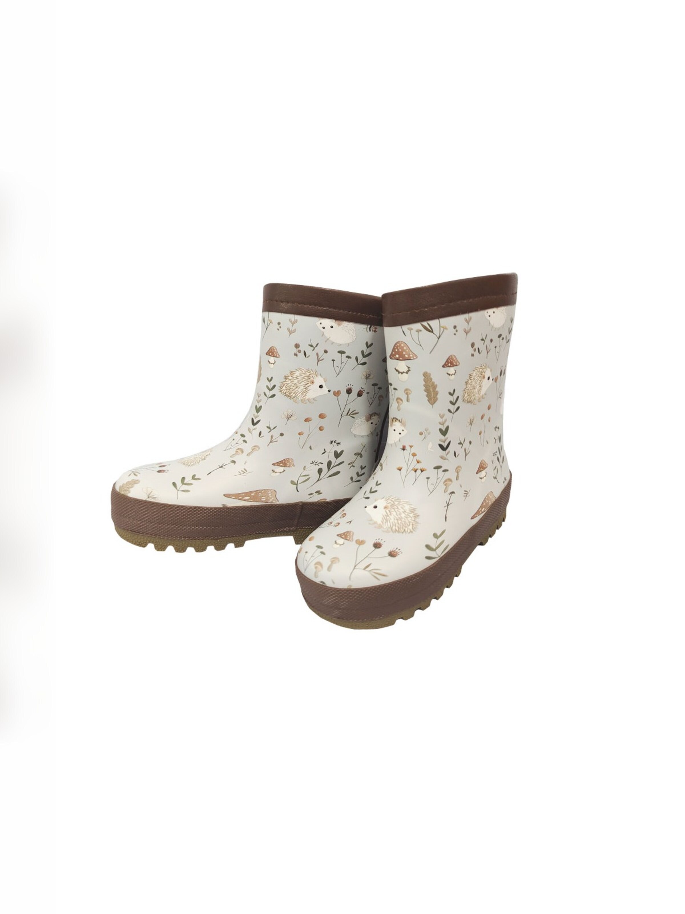 MAXIMO Rubber Boots 'Gummistiefel allover Igel Fotoprint, Reflekt 3M, Winterfutter' in Brown: front
