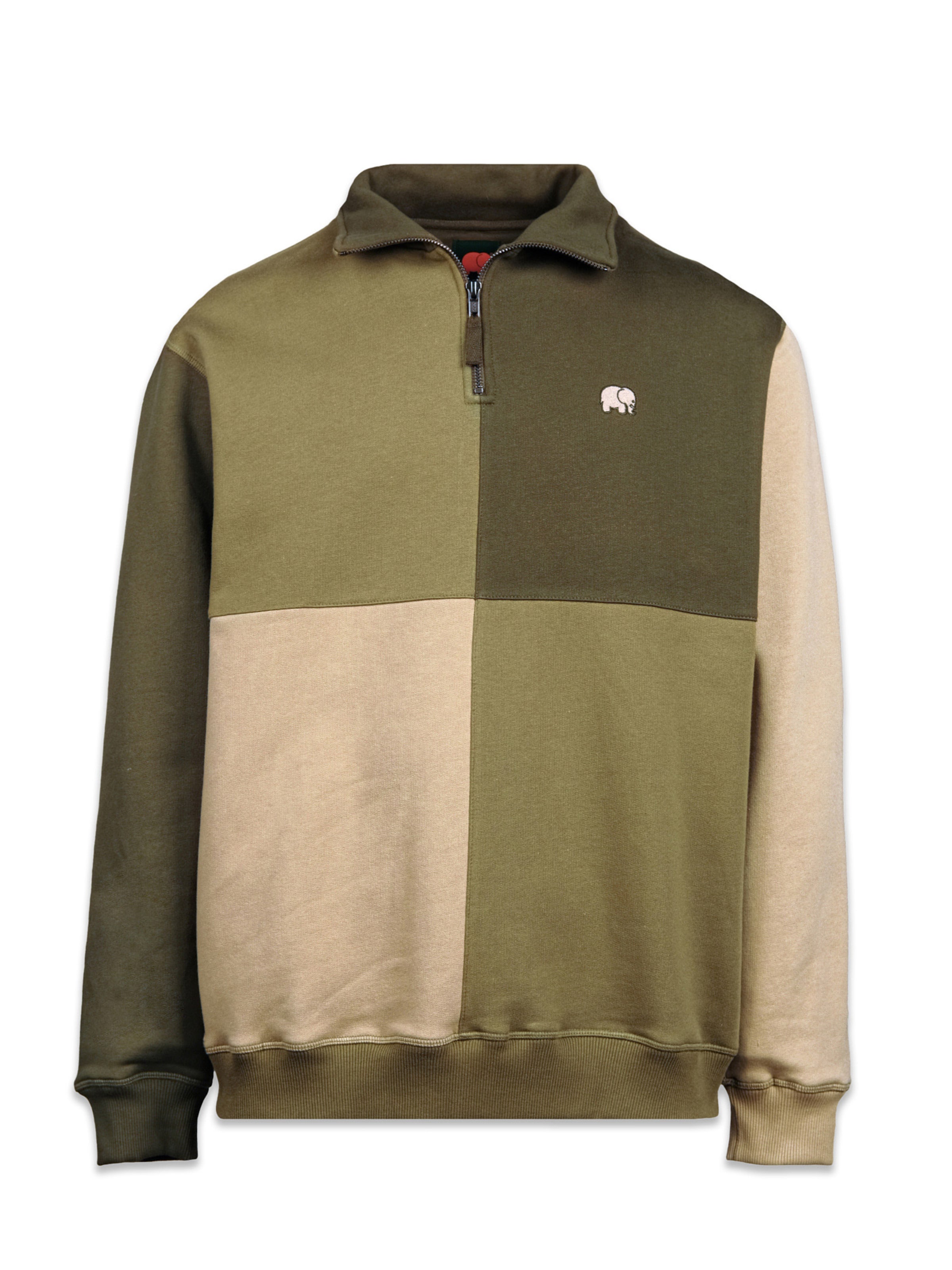 Trendsplant Sweatjacka ' COLOR BLOCK ' i grön: framsida