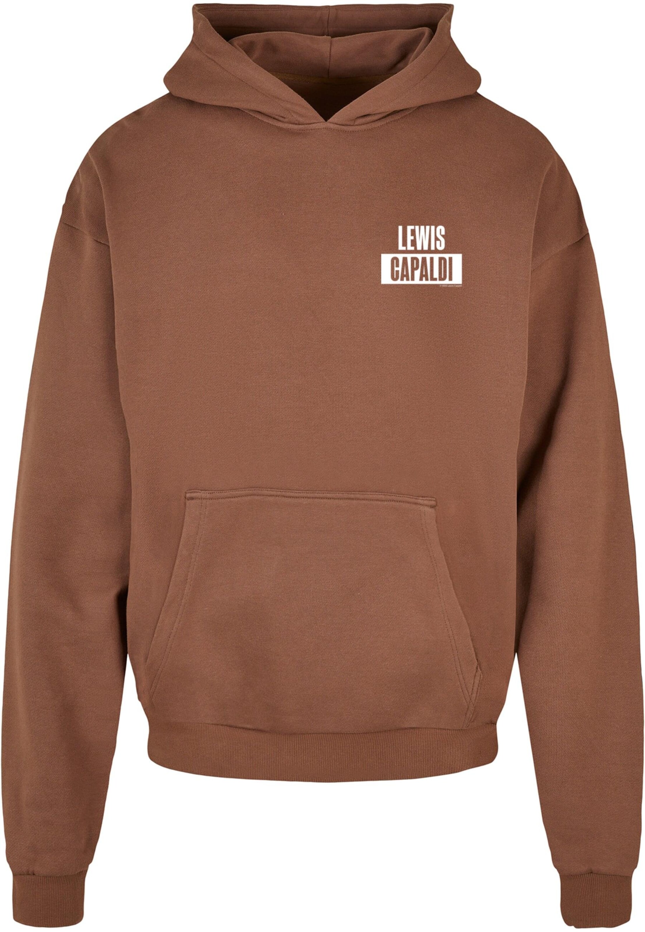 Merchcode Sweatshirt 'Lewis Capaldi - PP' in Bruin: voorkant