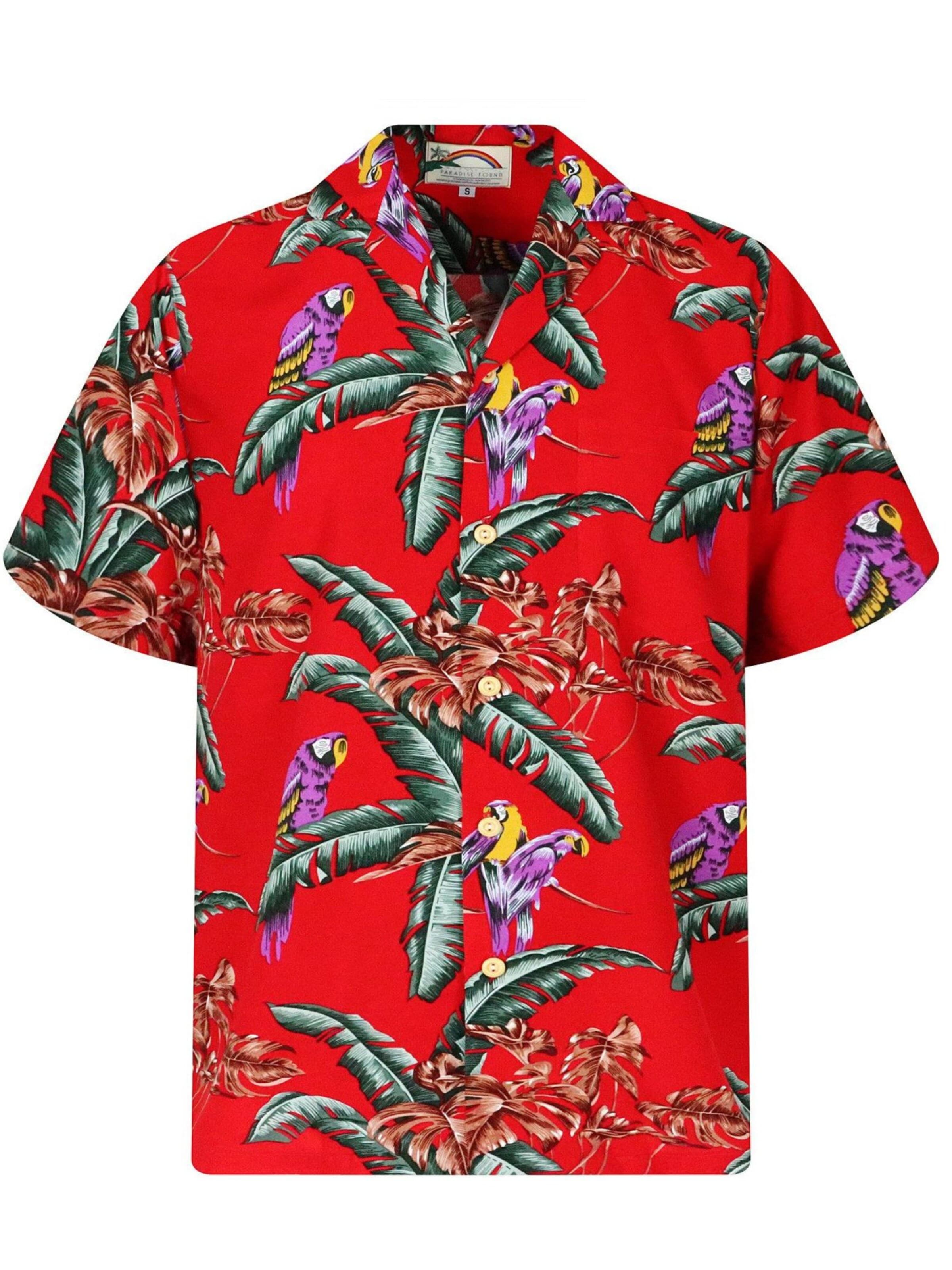 Camicia 'Tom Selleck Jungle Bird' di Paradise Found in rosso: frontale