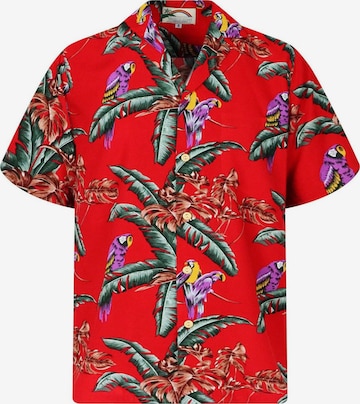 Camicia 'Tom Selleck Jungle Bird' di Paradise Found in rosso: frontale